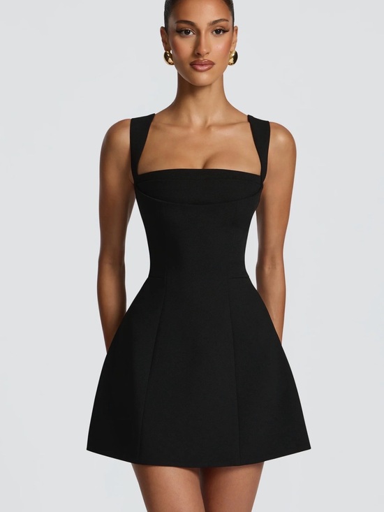 babyboo Dresses & Skirts - Structured Square-Neck Black Babyboo Dress